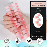 Enveloppes d'ongles en gel semi-durci brillantes, non toxiques, pour salon, avec motifs personnalisés : French manucure rose, étoiles blanches, motif floral Ours Noir, dégradé et pois.