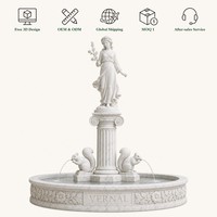 Fontaine en marbre Lishi, statue de la déesse Vernal, branche fleurie, OEM ODM, élément aquatique, devis personnalisé, conception 3D pour hôtel et villa