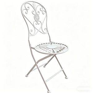 Chaises de patio en fer sculpté de style rétro européen, chaises pliantes de style campagnard pour les fournitures de mariage en plein air - Product Image 3