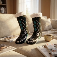 HapiLeap Chaussettes pour enfants à motifs animaux, noires, 8-12 ans, lot de 2, unisexe, longueur mi-mollet, avec revers, pour l'automne, Noël, anniversaire, imprimé moderne, en coton tricoté