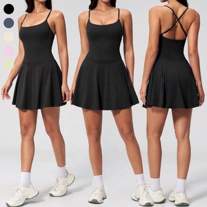 Robe de sport athlétique pour femme à col carré et dos croisé réglable, idéale pour le tennis, le golf, l'entraînement et le pickleball, une pièce - Product Image 6