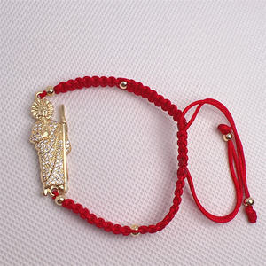 Bracelet tressé porte-bonheur Saint Jude fait à la main, plaqué or, zircone cubique, bracelets en corde de Saint Jude, vente en gros - Product Image 4