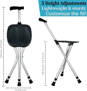 <span class=keywords><strong>Canne</strong></span> de Marche avec <span class=keywords><strong>Siège</strong></span> Durable, Antidérapante et Légère <span class=keywords><strong>pour</strong></span> Seniors, Pliable et Ajustable - Product Image 4