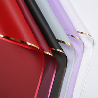 Papier d'emballage pour fleurs de style coréen, semi-transparent, givré, à bords dorés, imperméable, en OPP, pour bouquets