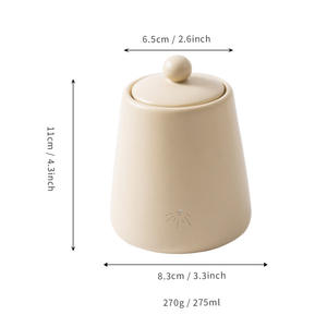 Pot à bougie en céramique minimaliste avec couvercle, forme cylindrique, vide, pour aromathérapie et décoration, idéal pour un cadeau DF1896 - Product Image 4