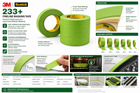 Cinta de enmascarar 3M 233+ de alto rendimiento para altas temperaturas, cinta de papel verde para líneas de pintura definidas