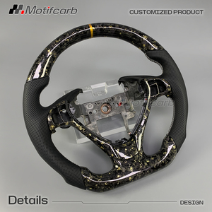 Volant personnalisé en fibre de carbone forgée dorée pour Acura TL SH-AWD 2009-2014 avec poignées en cuir perforé - Product Image 3