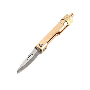 Cuchillo de bolsillo multiherramienta pequeño de latón de alta calidad, cortador de caja EDC, Mini llavero, cuchillos plegables con dados, juguete superior - Product Image 5
