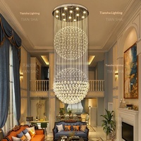 Lustre long pour escalier, salon duplex, hall de villa, appartement loft moderne, lampe LED dorée en cristal pour restaurant