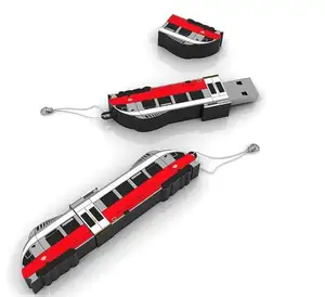 Unidad flash usb personalizada en forma de tren, pvc