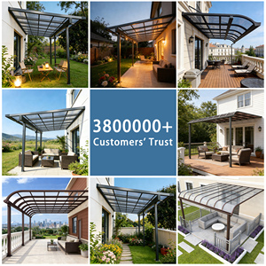 Auvent de <span class=keywords><strong>terrasse</strong></span> en aluminium avec toit en polycarbonate incurvé, auvent imperméable à double usage <span class=keywords><strong>pour</strong></span> <span class=keywords><strong>terrasse</strong></span> et abri de voiture - Product Image 5