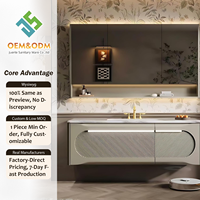 2026 OEM Ensemble de meubles de salle de bain moderne en bois massif, avec table, armoire, miroir et éléments en cuivre, pour chambre, salle à manger et entrepôt, à fixation murale
