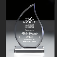 Noble pas cher en gros blanc goutte d'eau forme flamme personnalisé trophée en cristal prix pour Souvenir