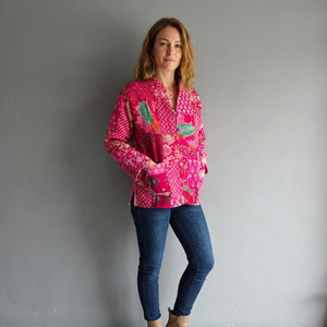 Quilted <b>Patchwork</b> <b>Jacket</b> Women's Mandarin Collar Full Sleeve Cotton Autumn Style Regular Length Patch Designs gift for her - Product Image 1