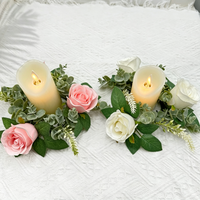 Guirlande de roses artificielles roses de 20 cm avec feuilles d'eucalyptus, décoration de table de Noël, bougeoir, fête, maison, porte, vente en gros