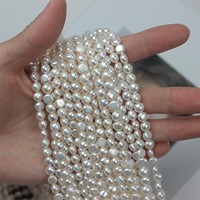 Chaîne de perles baroques naturelles d'eau douce de qualité AAAA/AAA/AA, 5-6 mm, lustre double face, blanc, haute brillance, pour la fabrication de bijoux, vente en gros