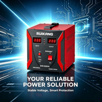 Stabilisateur de tension monophasé AC 220V à prix réduit pour commandes en gros, 2-10kVA, certifié CE, protection contre les surtensions, affichage numérique multi-puissance