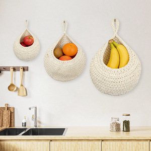 Wholesale Hand-Woven Organizer Set Natural Material Handmade Wall Hanging <strong>Storage</strong> <strong>Baskets</strong> for Kitchen Home Decor - Product Image 4