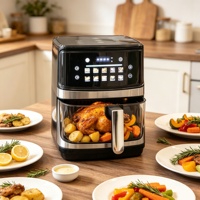 Friteuse à air sans huile carrée en acier inoxydable OEM 8L 10L avec cuve intérieure amovible antiadhésive facile à nettoyer pour la cuisine
