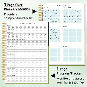 Diario de Entrenamiento A5 con Doble Espiral, Planificador de Fitness con Diario de Entrenamiento Personalizado para Medición Corporal y Seguimiento del Progreso - Product Image 5