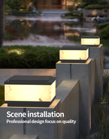 Lampes solaires à pilier extérieures étanches en aluminium IP65 LED avec base E27, lampes à pilier en marbre pour clôture