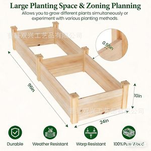 Wooden Flower Box <b>Planter</b> Natural Wood Color Outdoor Garden Balcony <b>Vegetable</b> Planting - Product Image 5