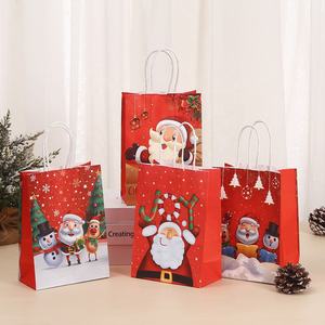 Caja impresión compras Santa Claus <span class=keywords><strong>padre</strong></span> regalo de Navidad papel bolsa de transporte embalaje con asa - Product Image 2