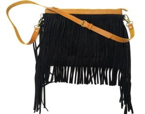 Bolso de Mano Personalizado para Mujer, Elegante, Tipo Bandolera, para Viaje u Oficina, de un Solo Hombro, de Cuero Genuino con Flecos y Lona de Algodón - Product Image 3