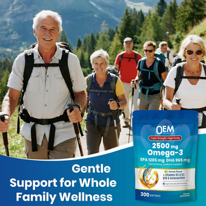 Capsules de gélules molles d'Oméga-3 triple force 2500mg OEM avec EPA, DHA, Vitamine D3, K2, Q10, Astaxanthine pour soutenir la santé cardiaque, cérébrale et immunitaire - Product Image 5