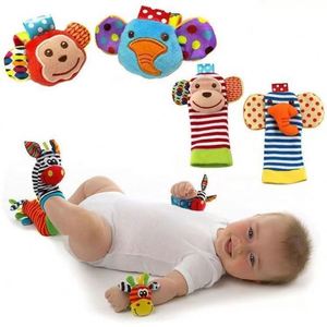 Donkey <b>Giraffe</b> Deer Monkey Soft Fabric Rattle Bracelet Wristbands <b>Socks</b> Wrist Rattles and Foot Finders Baby Toys - Product Image 1