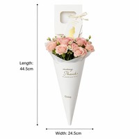 Cône d'emballage cadeau pour bouquet avec ruban et étiquette de remerciement, boîte d'emballage pour fleurs pour fleuriste, cadeau de mariage, vente en gros