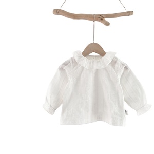 Blusa de manga larga con flores para niñas, camisa de encaje con estampado Floral para primavera - Product Image 1