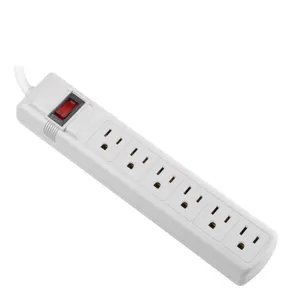 6 Outlets Electrical Plug Socket With RESET Breaker ETL Listed ABS Housing Power Strips/Sockets 14AWG Cord 125VAC