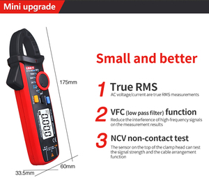 UNI-T UT210EポータブルデジタルACDCクランプメーター真のRMS電流電圧テスター抵抗周波数計 - Product Image 2