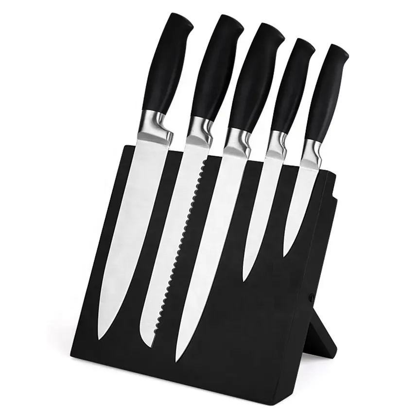 5 pezzi coltello da cucina con magnete pieghevole blocco di legno Set supporto magnetico coltello