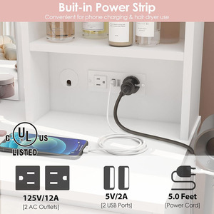 Trắng 3 ánh sáng màu sắc ánh sáng trang điểm bàn trang điểm 4 ngăn kéo Vanity bàn với dải điện tạo nên bảng với thắp sáng gương - Product Image 3