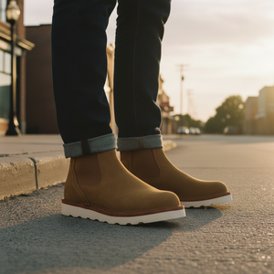 Bottines <span class=keywords><strong>Chelsea</strong></span> en cuir véritable pour hommes, classiques, avec élastiques latéraux, chaussures durables et confortables, livraison rapide, échantillon disponible - Product Image 1