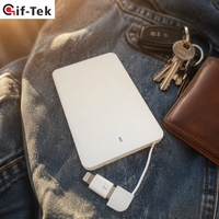 Batería Externa Ultrafina Promocional GifTek con Certificación CE, Logotipo Personalizado, Tamaño de Tarjeta de Crédito, Mini 2500mAh, Conector Micro USB, Carga Rápida