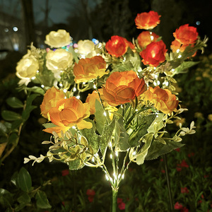 Lámpara Solar de Jardín con 7 Cabezas LED en Forma de Rosa Rosa, Decoración Impermeable para Exteriores, Patio, Parque, Villa, Jardín - Product Image 3