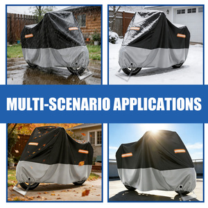 Housse de moto pliable en PVC 600D durable, coupe-vent et imperméable avec bandes réfléchissantes, trou de verrouillage et ourlet élastique - Product Image 6