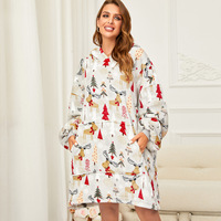 Couverture portable à capuche tie-dye, robe-hoodie oversize en polyester, couverture pull pour canapé et maison en flanelle