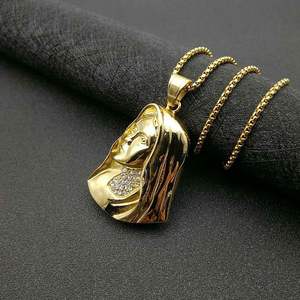Hip Hop Christian Catholic Lady Mary impermeable deslustre libre de acero inoxidable joyería de moda colgantes collares para hombre - Product Image 3