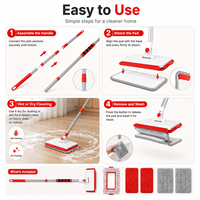 Mop Plano 3 em 1 com Cabo Extensível e Almofadas de Microfibra para Limpeza de Pisos, Tetos, Janelas e Azulejos – Ideal para Uso Doméstico