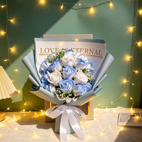 18 Buket Sabun Mawar Biru Es Serut Warna Gradasi Buatan Tangan - Hadiah Hari Valentine Siap Diberikan untuk Istri Anda yang Eksklusif