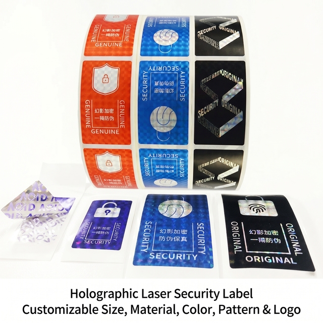 Adhesive Vinyl Sticker Printing Anti-Tamper Warranty Holo Serial Number Void Label QR Code Authentication Anti-Counterfeit