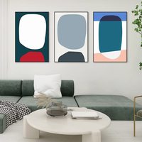 Panneau de Peinture Décorative Murale Abstraite Simple Orange, Blanc, Bleu, Toile Imprimée Art Mural Naturel Peinture Nature Morte