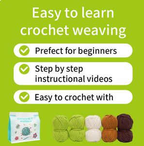 Bộ dụng cụ móc len tự làm dành cho người mới bắt đầu, len móc chéo, chất liệu len, hoa cây trồng trong chậu, trang trí nhà cửa - Product Image 4