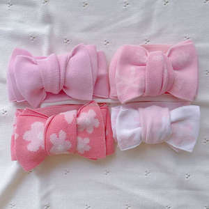 Bandeau en tricot de coton fait main avec double nœud, accessoire de cheveux mignon pour bébé, différents styles, nœud assorti à l'ensemble - Product Image 3