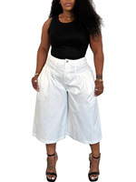 Nouveau short décontracté plissé taille haute pour femme, coupe large, avec fermeture éclair, qualité supérieure, longueur courte, grandes tailles, ample, pour l'été