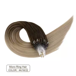 Extensions de cheveux naturels européens vierges, lisses, ombrés <span class=keywords><strong>beige</strong></span> blond, 10-26 pouces, finition naturelle, micro-anneaux, best-seller d'usine - Product Image 2